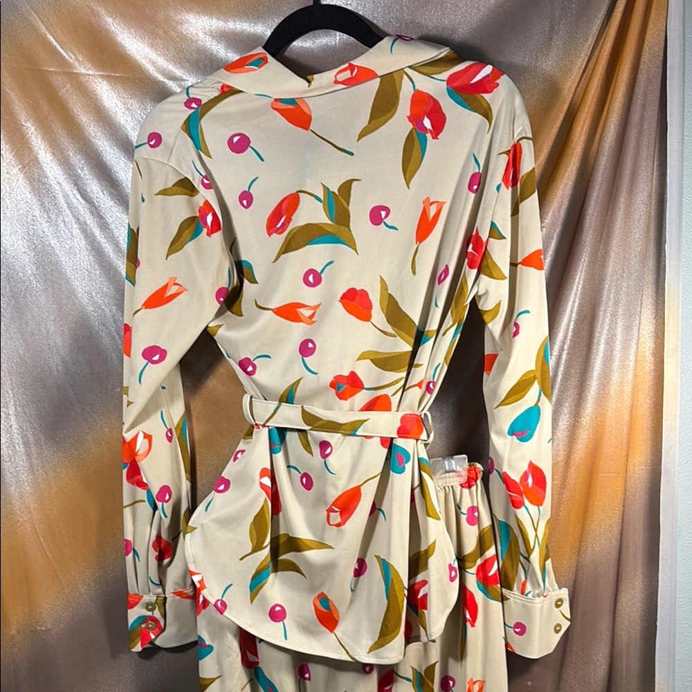 Vintage polyester knit 70’s blouse & skirt Floral Print Women's Dress A2 - Picture 5 of 6